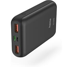 Hama PD10-HD powerbanka, 10000 mAh, 3 vstupy: 1x USB-C, 2x USB-A, PD, Qualcomm, max. 18 W/3 A