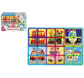 Teddies Puzzle magnetick deskov doprava plast ve flii 30x20x1cm 12ks v boxu 24m+