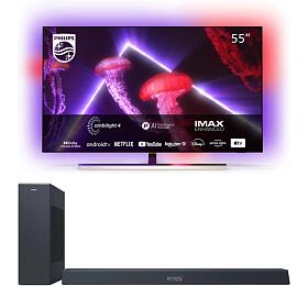 SET UHD OLED TV Philips 55OLED807/12 + Soundbar PHILIPS TAB8405