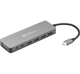 Sandberg USB-C Travel Dock, cestovn dokovac stanice13-v-1 , USB port, HDMI, VGA,Ethernet port... (136-45)