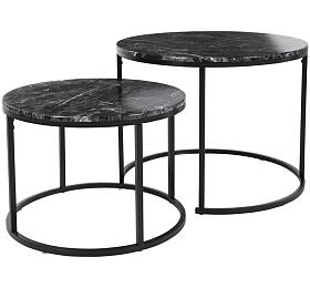 HOMESTYLING Servrovac stolky kulat sada 2 ks ern mramor, nzk KO-NB1510020