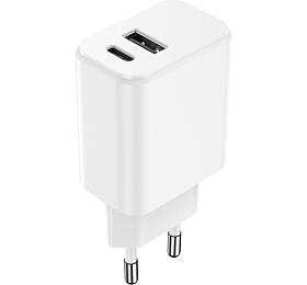 Nabíječka do sítě Setty 3A 20W, 1xUSB, 1xUSB-C bílá