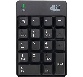 Adesso WKB-6010UB/ bezdrtov numerick klvesnice 2,4GHz/ odoln proti polit tekutinou/ USB/ ern