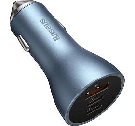 Nabjeka do auta Baseus Golden Contractor Pro 65W 1x USB, 2x USB-C svtle modr
