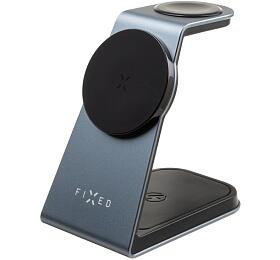 Stojnek s bezdrtovm nabjenm 3v1 FIXED MagPowerstation Alu s podporou MagSafe, 15W+3.5W+2.5W, space gray