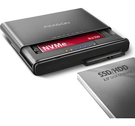 Axagon ADSA-CC USB-C 10Gbps - NVMe M.2 SSD & SATA 2.5"/3.5" SSD/HDD CLONE MASTER 2