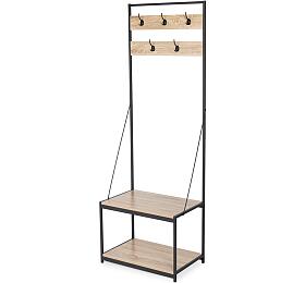 Předsíňová věšáková stěna Compactor s policemi na boty, kovová, 63 x 40 x 183 cm, černá