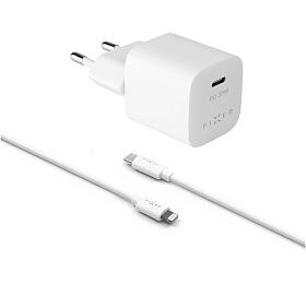 Set sov nabjeky FIXED Mini s USB-C vstupem a USB-C/Lightning kabelu, podpora PD, 1.2 metr, MFI, 30W, bl