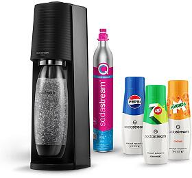 SET Vrobnk sody SodaStream Terra Black + Sirup Sodastream Pepsi 440 ml + Sirup Sodastream Mirinda 440 ml + Sirup Sodastream 7UP 440 ml