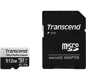 Transcend 512GB microSDXC 340S UHS-I U3 V30 A2 3D TLC (Class 10) pamov karta (s adaptrem), 160MB/s R, 125MB/s W (TS512GUSD340S)