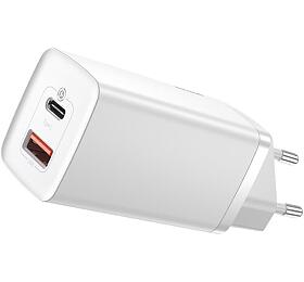 Nabíječka do sítě Baseus GaN2 Lite 65W, 1xUSB, 1xUSB-C bílá