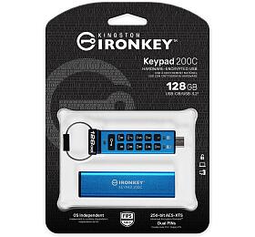 Kingston Ironkey Keypad 200C/128GB/USB 3.0/USB-C/Modr (IKKP200C/128GB)