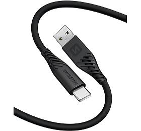 DATOVÝ KABEL SWISSTEN SOFT SILICONE USB / USB-C 1,5 M 60W ČERNÝ