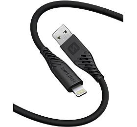 DATOVÝ KABEL SWISSTEN SOFT SILICONE USB / LIGHTNING 1,5 M 30W ČERNÝ
