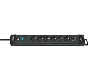 Premium-Line 6cestn zsuvkov lita s vypnaem a zvsnm zazenm 3,00 m ern TYPE F Brennenstuhl BN-1951160602