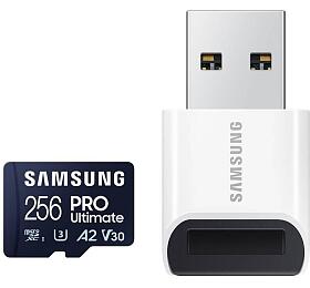 Samsung pamov karta 256GB PRO Ultimate CL10 Micro SDXC Grade 3 (/z: a 200/130MBs) + USB Adaptr (MB-MY256SB/WW)