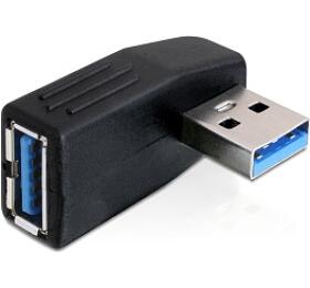 DeLock adaptér USB 3.0 samec - USB 3.0 samice pod úhelem 90° horizontálně (65341)