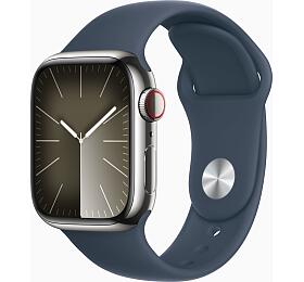 Apple Watch S9 Cell / 45mm / Silver / Sport Band/Storm Blue/-M/L (MRMP3QC/A)