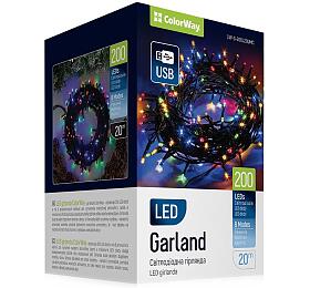 COLORWAY LED etz/ vnitn / 200 LED / dlka 20m / vce barevn / 8 funkc/ napjen USB (CW-G-200L20UMC)