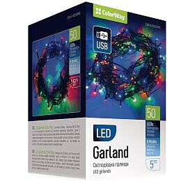 COLORWAY LED etz/ vnitn / 50 LED / dlka 5m / vce barevn/ 8 funkc/ napjen USB (CW-G-50L5UMC)