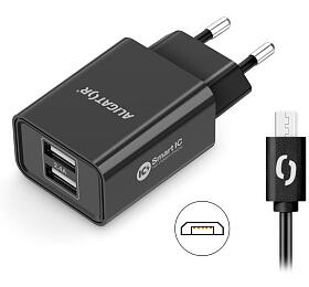 Aligator CD ALI MicroUSB 2xUSB výst. 2,4A, smart IC, černá