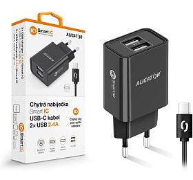 Aligator CD ALI USB-C 2xUSB výstup, 2,4A, smart IC, černá