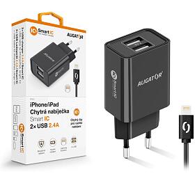 Aligator CD ALI iPhone/iPad 2xUSB výst.2,4A, smart IC,černá