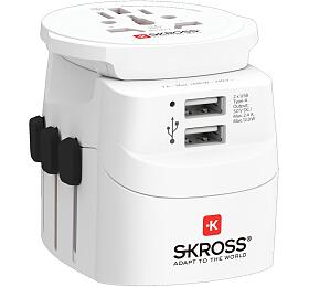 SKROSS cestovn adaptr PRO Light USB World, UK+USA+Austrlie/na, 2x USB-A, v. adaptru ostatnch vidlic