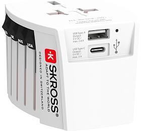 SKROSS cestovn adaptr MUV USB, USB A+C, univerzln pro 150 zem