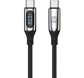 Kabel s LCD Forever USB-C/USB-C 1m 100W černý