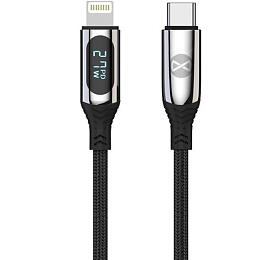 Kabel s LCD Forever USB-C/Lightning 1m 27W černý