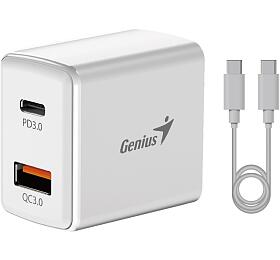 GENIUS rychlonabjec set PD-20ACP, 20W, rychl nabjen, USB-C PD3.0, USB-A QC3.0, 1m kabel USB-C USB-C, bl (32590009400)