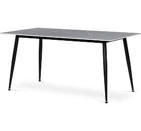 Stl jdeln 160x90x76 cm, deska slinut kmen v imitaci matnho mramoru, ern kovov nohy Autronic (HT-406M GREY)