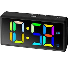 Budk Trevi, EC 886 BK, digitln, vcebarevn LED displej, hodiny, stmvn displeje, Snooze, s/baterie