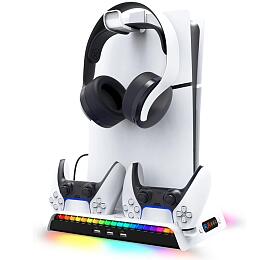 iPega P5S006 Multifunkn Nabjec RGB Stojan s Chlazenm pro PS5 Slim White