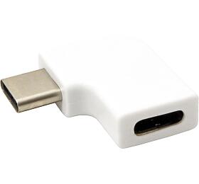 Redukce USB C(M) - USB C(F) lomená 90°, bílá