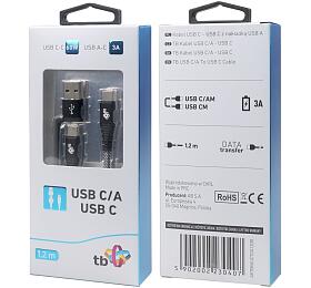 TB TOUCH TB Touch 2v1 kabel USB-C - USB C s USB A, 1,2m (AKTBXKUCTOA120B)