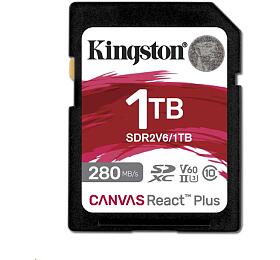 Kingston pamov karta 1TB Canvas React Plus SDXC UHS-II 280R/150W U3 V60 for Full HD/4K (SDR2V6/1TB)