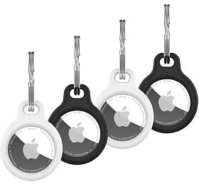 Silikonov pouzdro FIXED silky pro Apple AirTag 4ks, 2x ern + 2x bl