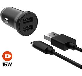 Set autonabjeky FIXED s 2xUSB vstupem a USB/micro USB kabelu, 1 metr, 15W Smart Rapid Charge, ern