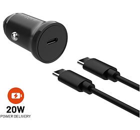 Set autonabjeky FIXED s USB-C vstupem a USB-C/USB-C kabelu, podpora PD, 1 metr, 20W, ern