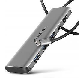 Axagon AXAGON HMC-5H, USB 5Gbps hub, 3x USB-A, HDMI 4k/30Hz, PD 100W, kabel USB-C 100cm