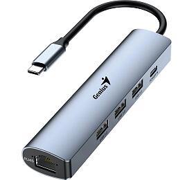 GENIUS hub UH-545/ USB-C na RJ45 Gigabit/ 3x USB3.0/ USB-C 3A nabjen/ kovov ed (31240004400)