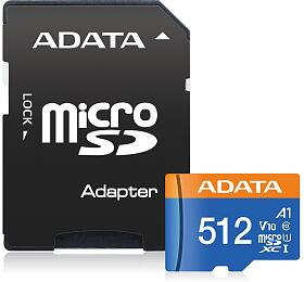 ADATA adata/micro SDXC/512GB/UHS-I U1 / Class 10/+ Adaptr (AUSDX512GUICL10A1-RA1)