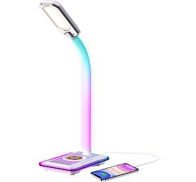 LED stoln lampika Immax GAMER RGB, QI nabjen , USB vstup, bl