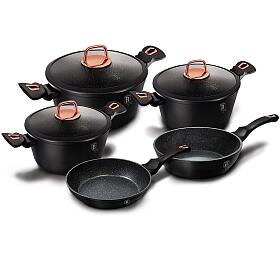 BERLINGERHAUS Sada ndob s mramorovm povrchem 10 ks Black Rose Collection BH-8168