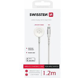 SWISSTEN OPLETEN MAGNETICK KABEL PRO APPLE WATCH KOVOV, USB-C 1.2 M BL