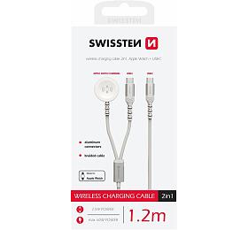 SWISSTEN OPLETEN MAGNETICK KABEL 2v1 PRO APPLE WATCH A USB-C, USB-C 1.2 M BL