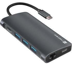 NATEC multiport adaptr FOWLER 2 3X USB 3.0 HUB, HDMI 4K, USB-C, RJ45, SD, MICRO SD (NMP-2162)