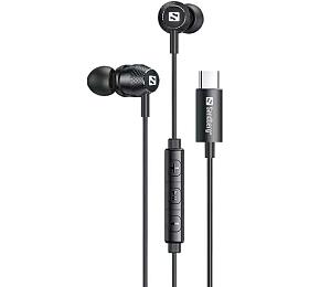 Sandberg sluchtka do u, USB-C/A In-Earset + Line-Mic, ern (126-50)